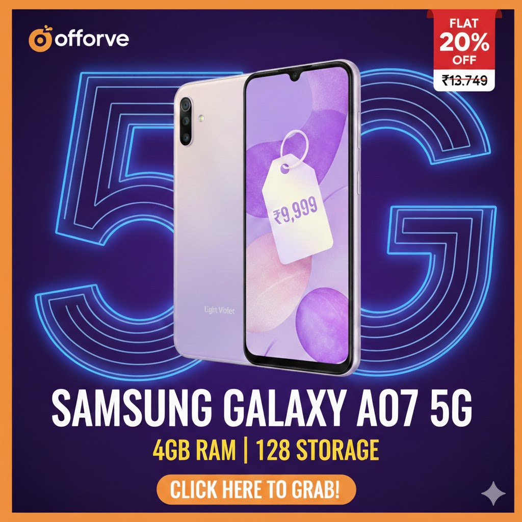 SAMSUNG Galaxy A07 5G (4GB RAM, 128GB, Light Violet)