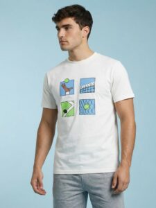 Sport Street by Glitchez Graphic Printed T-Shirt front view on model